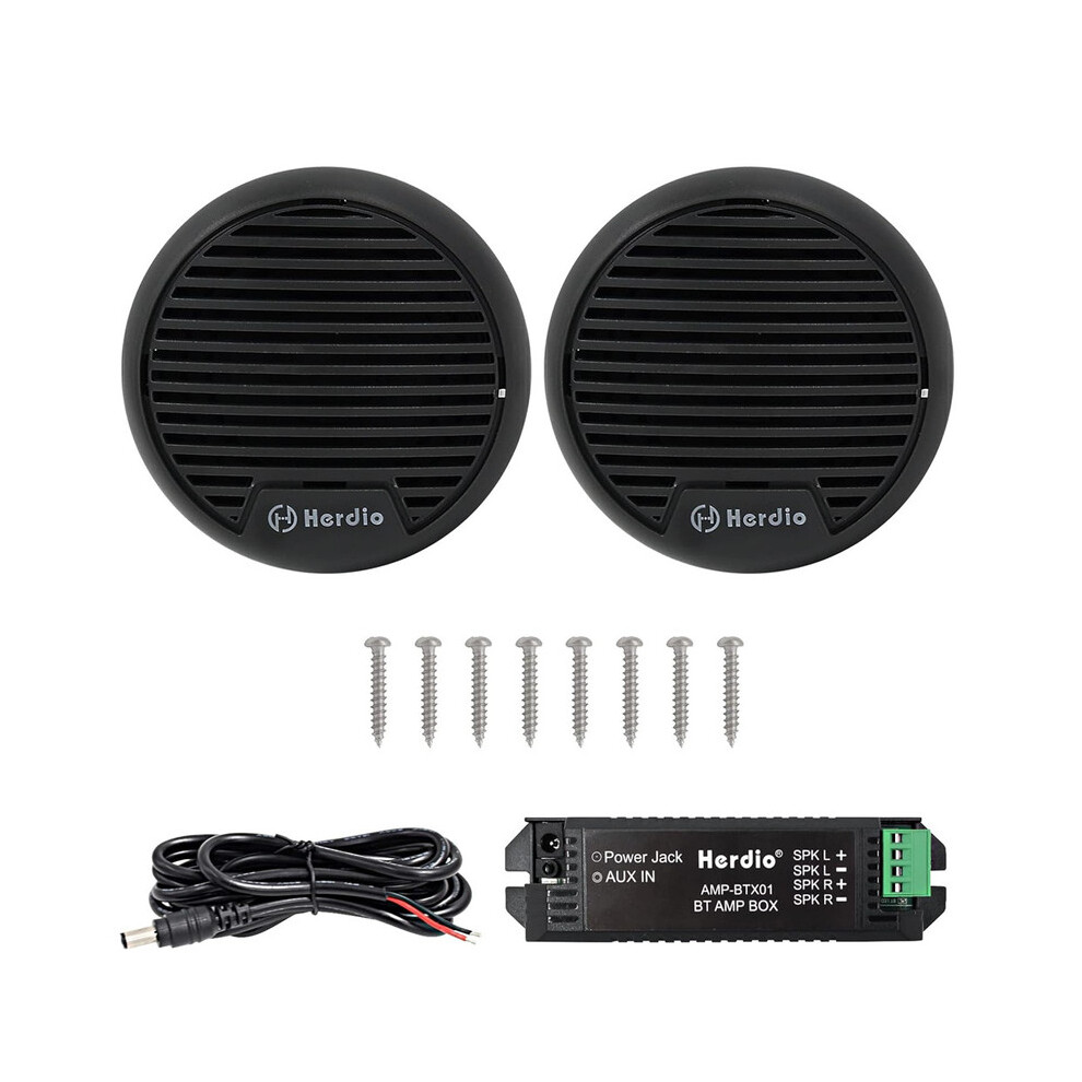 (, 3"-Amplifier Sets) Herdio 3'' 160W 2Pcs Marine Boat Waterproof Speakers Motorcycle Bluetooth Speaker Audio Stereo System Gray 9008532408111