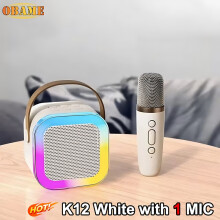 (K12-White 1 Mic, None-other-Speaker) Karaoke Machine Portable 5.3 PA Speaker System with Wireless Microphone Home Family Singing Children's