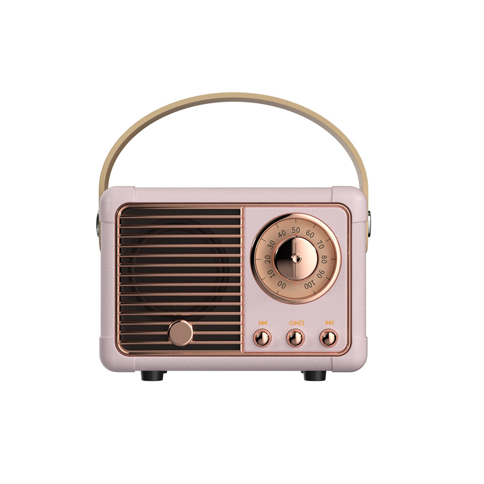 (Pink) Retro Hifi Stereo Bluetooth V5.0 Speaker Portable Wireless Vintage Speaker 2 (2.0) 5W Plastic 3W Dc Pink 9008532405608