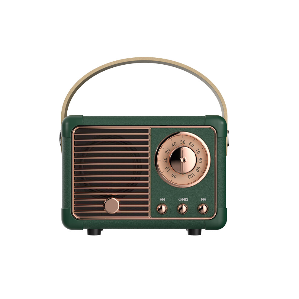 (Green) Retro Hifi Stereo Bluetooth V5.0 Speaker Portable Wireless Vintage Speaker 2 (2.0) 5W Plastic 3W Dc Green 9008532406261