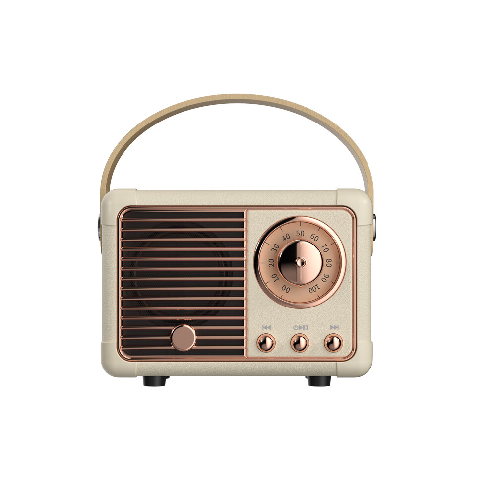 (White) Retro Hifi Stereo Bluetooth V5.0 Speaker Portable Wireless Vintage Speaker 2 (2.0) 5W Plastic 3W Dc White 9008532406568