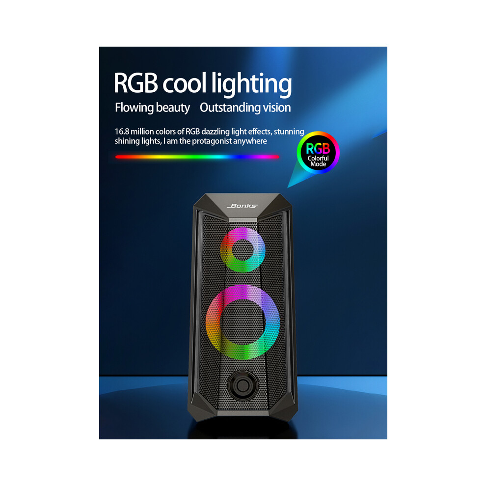 (Rgb) Desktop Speakers, 2.0 Channel Pc Computer Hifi Stereo Gaming Speaker With Colorful Led Modes, Light 9008532402362