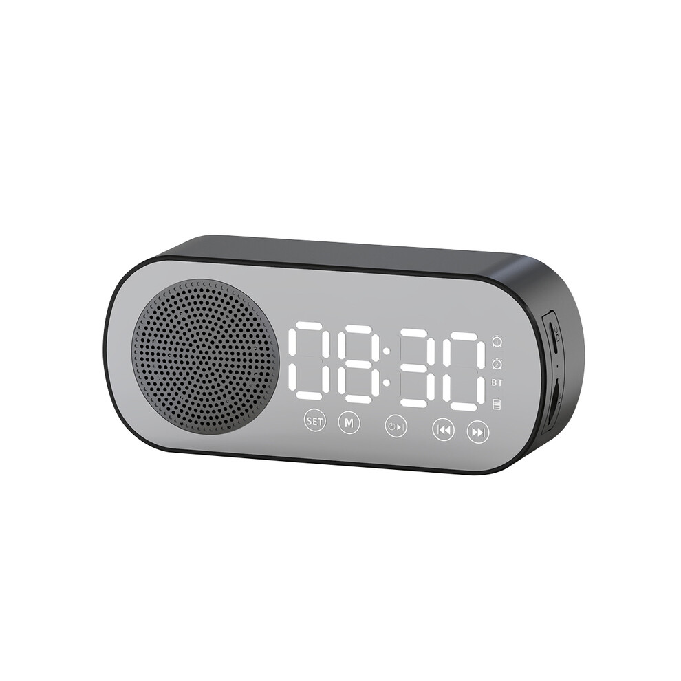 (Black) Wireless Bluetooth Speaker, Multi-Functional Loud Subwoofer Clock, Mini Ai Smart Alarm Clock Speaker Black 9008532407138