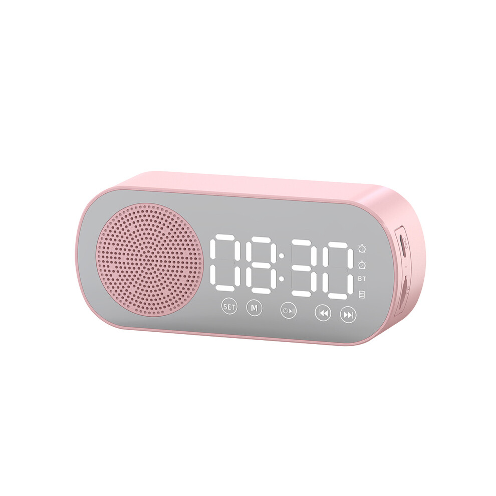 (Pink) Wireless Bluetooth Speaker, Multi-Functional Loud Subwoofer Clock, Mini Ai Smart Alarm Clock Speaker Pink 9008532407145