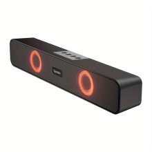 (black) Bluetooth LED Light 4D Surround Speaker Home Theater Sound System Computer Soundbar For TV Subwoofer