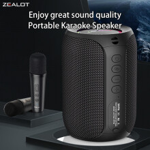 (ZEALOT S62M, Speaker) S62M 15W Wireless Speakers With Two Wireless Microphones, Dual Pairing, 3600mAh Battery, 12 Hours Playtime
