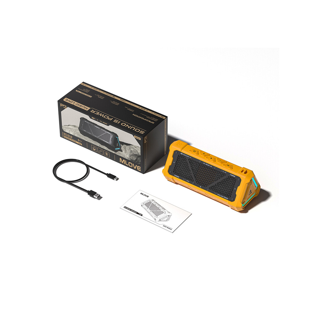 (Yellow) Mlove P3 Outdoor Bluetooth Speaker, 40W Output Power Bluetooth 5.3 Speaker ,Stereo Sound Ipx7 Waterproof,Micro Yellow 9008532408517