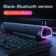 (Bluetooth black) Wireless Wired Computer TV Stereo Speakers 4D Surround Soundbar Subwoofer Sound Bar FM Radio LED For