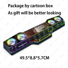 (Black with Box, Speaker) RGB TV Bluetooth Wireless Sound Bar 16W Bluetooth Speaker 5.0 Computer 4D Stereo Subwoofer AUX PC Home