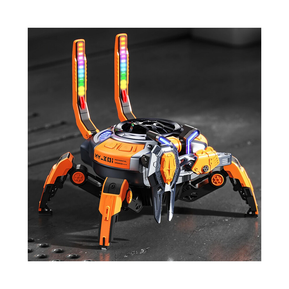 (Orange) Mechanical Crab Bluetooth Speaker Multicolor Led Bluetooth 5.0 10W Stereo Deep Bass Tws 8H Playtime Orange 9008532409361
