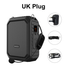 (Black UK Plug) 18W Portable Wireless Bluetooth Speaker Waterproof Voice Amplifier With UHF Microphone For Teacher Support