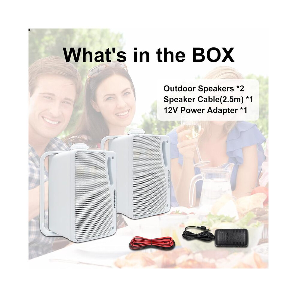 (, 3.5 Inch Eu Plug-Amplifier Sets) Herdio 3.5" Outdoor Bluetooth Speakers Waterproof 200W 3 Way Upgrade Premium Wall Mount Speakers For White 9008532408906