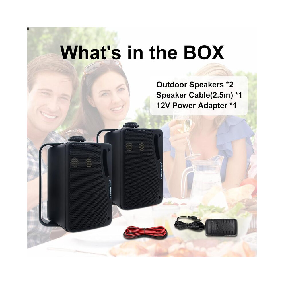 (, 3.5 Inch Eu Plug-Amplifier Sets) Herdio 3.5" Outdoor Bluetooth Speakers Waterproof 200W 3 Way Upgrade Premium Wall Mount Speakers For Black 9008532408920