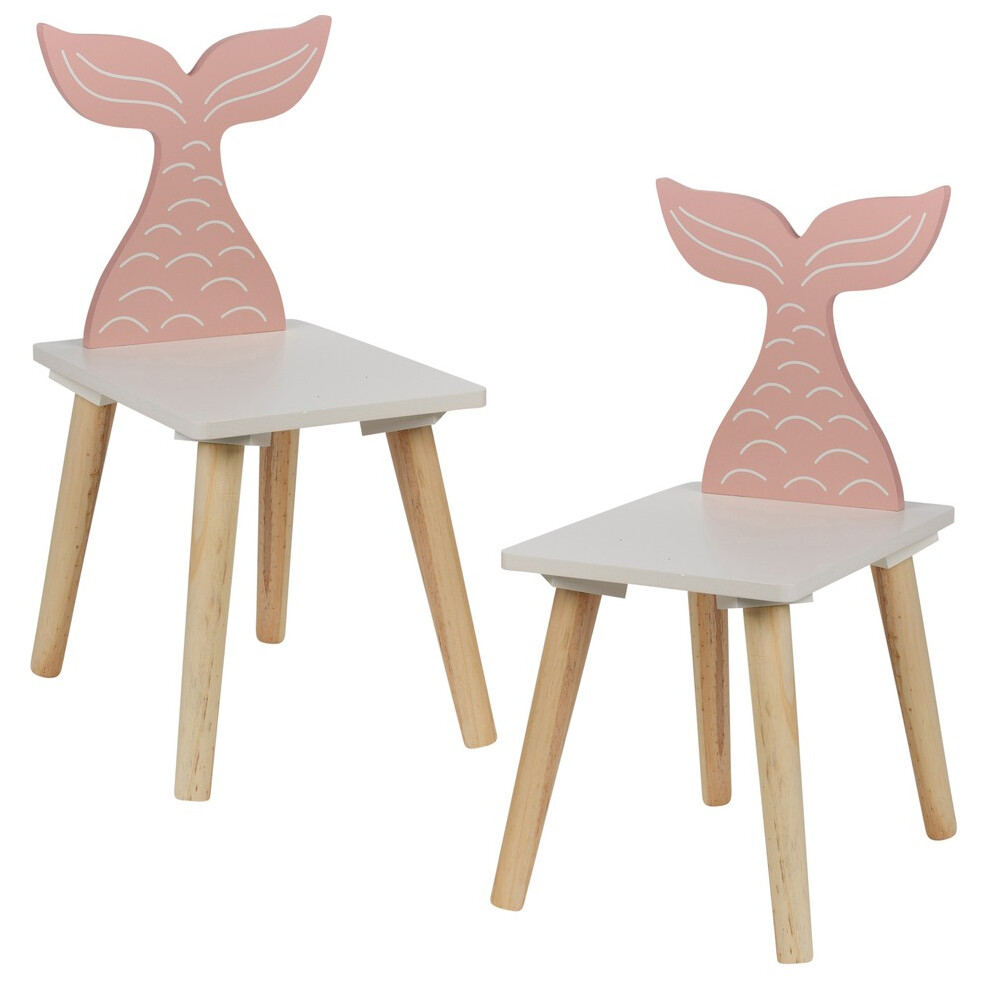(2 x Fishtail) Children Kids Wooden Chair Playroom 24x29.5x52cm-image-OPC-PGKD66B-NEW