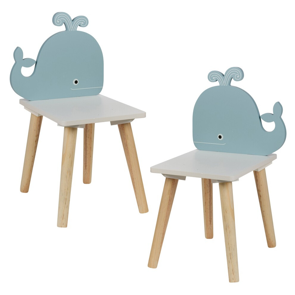 Urbn Living (2 X Whale) Children Kids Wooden Chair Playroom 24X29.5x52cm Multicoloured