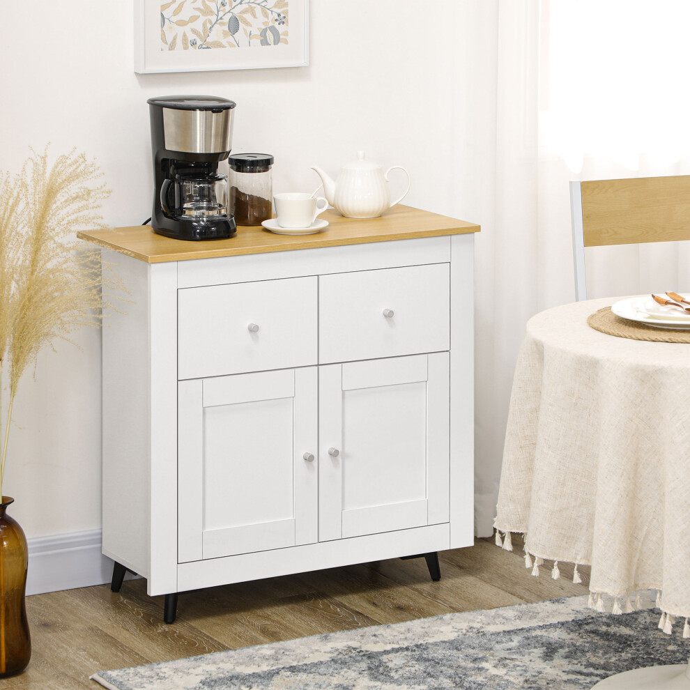 Homcom Sideboard Storage Cabinet Freestanding Kitchen Cupboard With Drawers