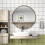 kleankin Round Mirror for Wall Makeup Mirror with Shelf Grey Wood Effect 1