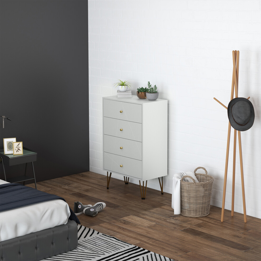 Homcom Chest Of Drawers, 4 Drawers Dresser Storage Organiser For Bedroom