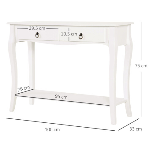 Homcom HOMCOM Console Table Sofa Side Desk with Storage Shelves Drawers for Entryway 2