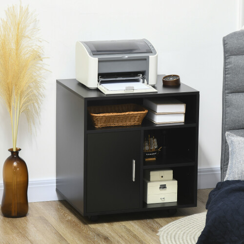 Homcom HOMCOM Multi-Storage Printer Unit Office Organisation w/ 5 Compartments Black
