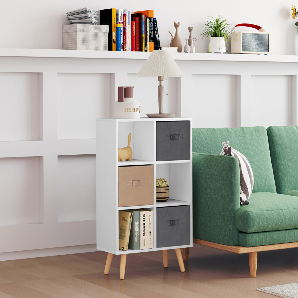 B&Q - Freestanding 6 Cube Storage Cabinet Unit Bookcase W/ 3 Drawer White - Image 5