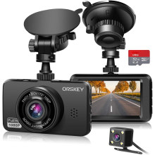 ORSKEY Dash Cam for Cars Front and Rear and SD Card Includ
