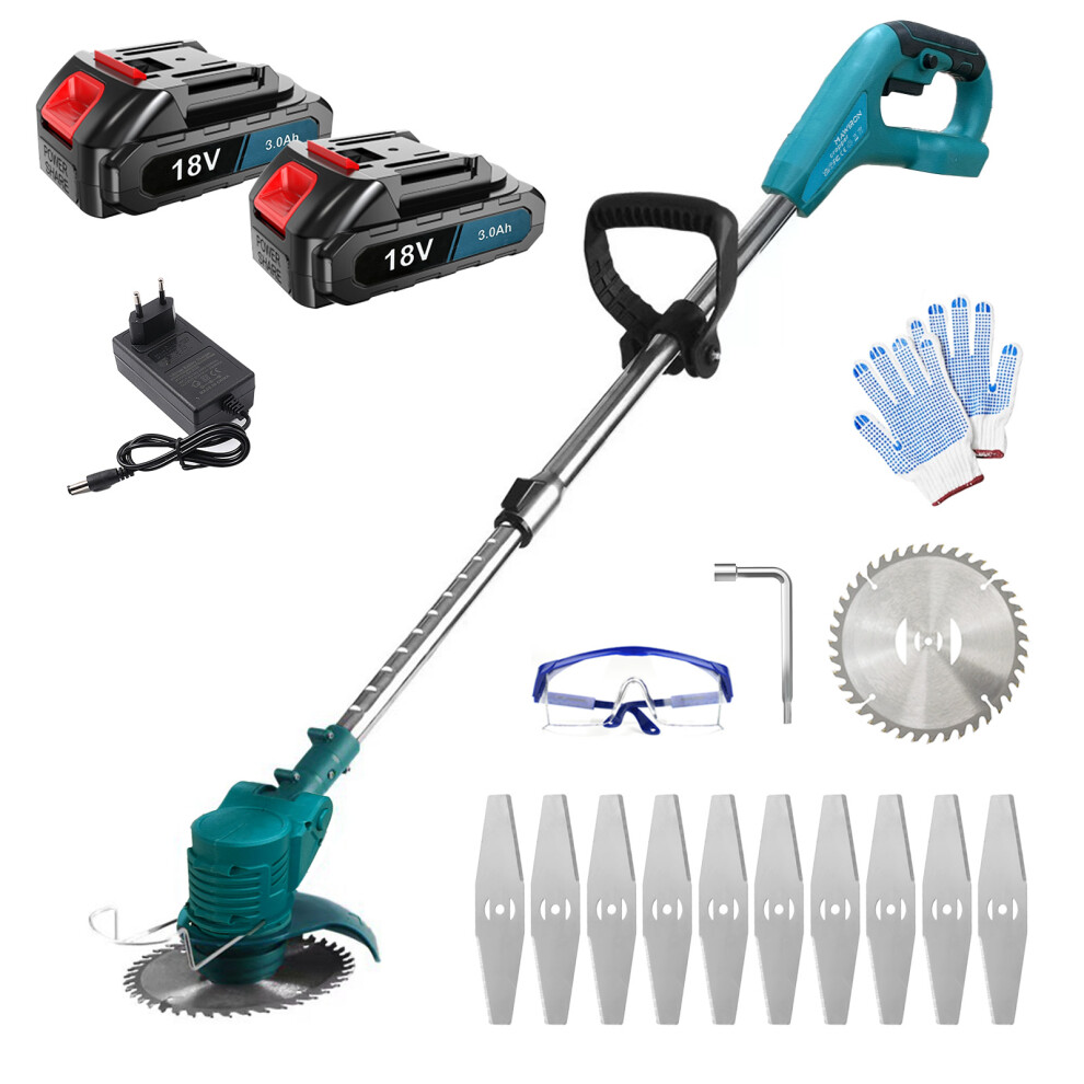 Cordless Grass Strimmer & Trimmer - Includes 2× 3.0Ah Batteries + Charger | Lightweight, Telescopic, Multi-Blade System