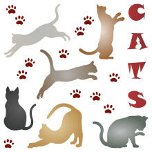 Schablonen f   r W   nde: Katzen-Schablone 6,5 x 6,5 Zoll (M)     Haustierfreund, Tier, Katzen-Silhouette, Zitat