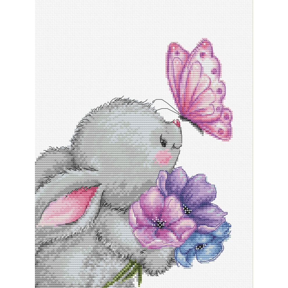 Luca-S Cross Stitch Kit - Rabbit And Butterfly Counted Cross Stitch Kit Embroidery Needlecraft Kit