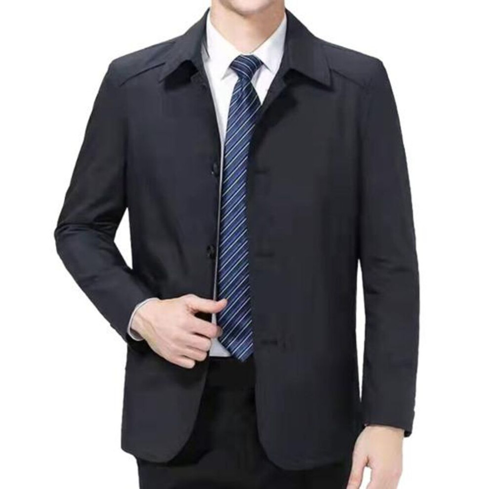 (black, M) Men Spring Autumn Jacket Long Sleeve Turn-down Collar Single Breasted Solid Color Business Blazer Suit Casual Coat