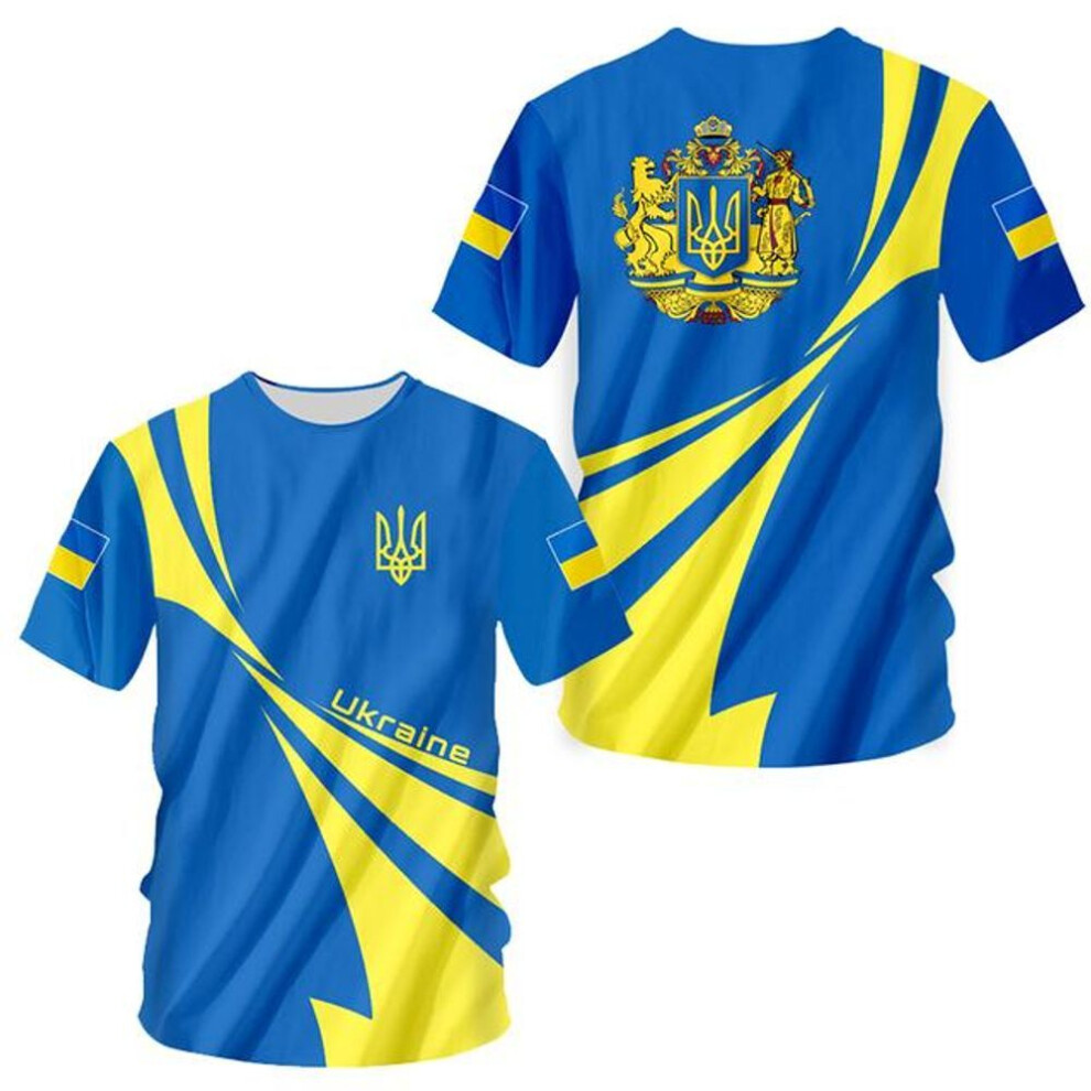 (auburn, XS) Ukraine Men's T-shirts Ukrainian Flag Shirt 3D Printed O-neck Oversized Short Sleeves Jersey Fashion Men's Clothing Streetwear