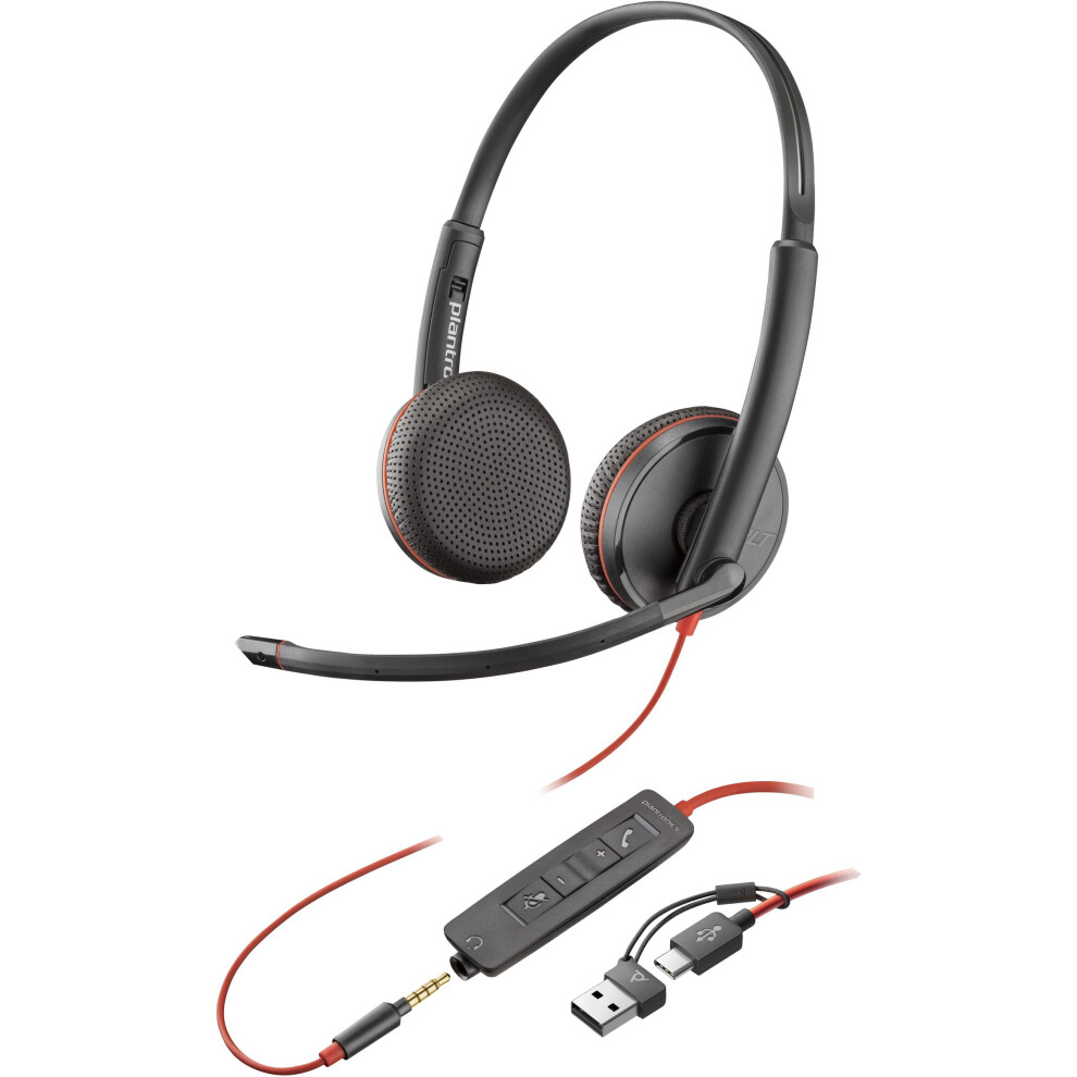 Hp Blackwire 3225 Stereo Usb-C Headset +3.5Mm Plug +Usb-C/A Adapter