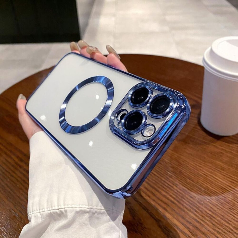 (sky blue, iPhone 11 Pro Max) Luxury Plating Magnetic Wireless Charging Phone Case For Iphone 16 Pro Max 16 Plus 16 Iphone 15 14 13 12 11 Pro Max Shockproof Cover