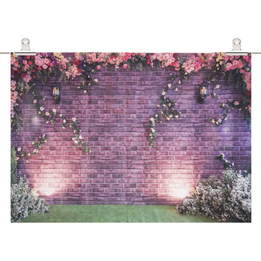 7X5ft Flowers Wall Photography Backdrops Brick Backdrop Spring Stuido Background 4853440873699
