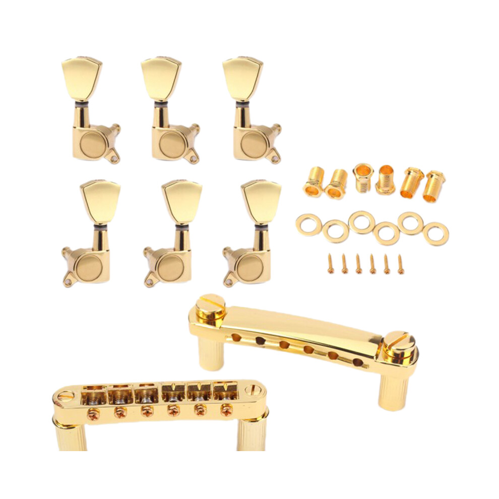 Un Set Di Corde Dorate Con Ponte Tune-O E Cordiera Per Chitarra Elettrica In Stile Gb Lp