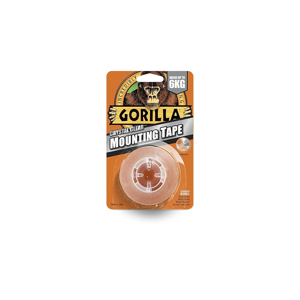 Gorilla Double Sided Mounting Tape Clear 1.5m, Pack of 1