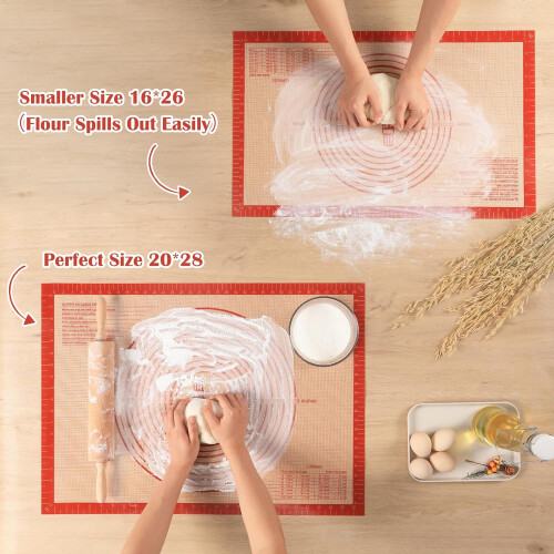 Non-Slip Silicone Pastry Mat Extra Large 71 × 51cm or Baking Mat (Red) 1