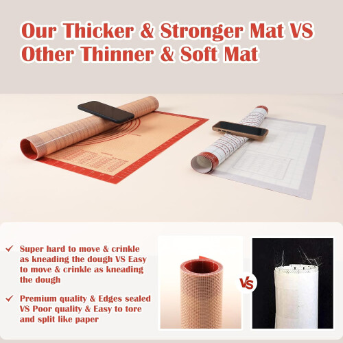 Non-Slip Silicone Pastry Mat Extra Large 71 × 51cm or Baking Mat (Red) 2