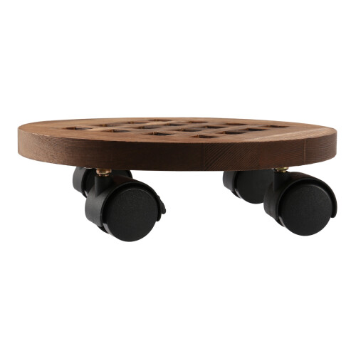 PETSUPS Set van 2 plantenbakken met wielen, 30 cm, vierkante houten plantenpot, trolley plantenpot, caddy met metalen remwiel, wielen, zware rollende plantenstandaard, plantenstandaard voor binnen