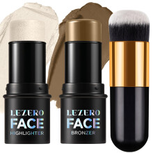 2-teiliger Konturstift mit Pinselset, Textmarker und Bronzer, Gesichtsstift zur Gesichtsformung, langanhaltender, wasserfester, seidig-cremefarbener