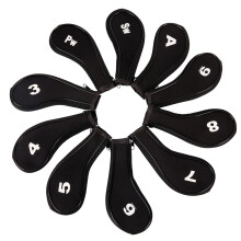 Golfové palice Iron Head Covers 10-dielna súprava Headcover chránič hriadeľa čierna s bielou