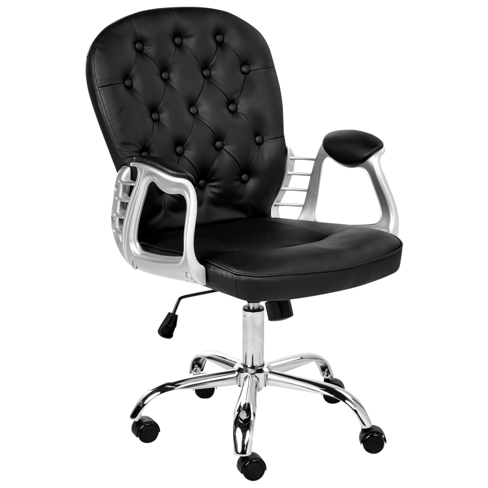 Desk Chair Swivel PRINCESS Faux Leather Black