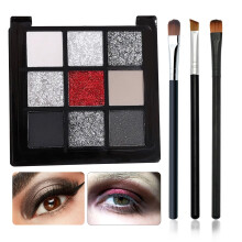 Paleta de umbre de ochi neagra gri fum, 15 culori, mai stralucitoare, pigmentat pentru ochi, paleta de machiaj de machiaj cu 3 ochi de ochi de oc