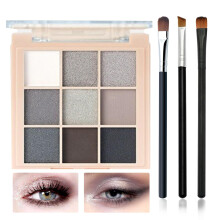 Paleta de ochi de fum neagra de fum gri, 15 culori, mai stralucitoare, pigmentat pentru ochi, paleta de machiaj pentru umbra cu 3 perii de ochi d