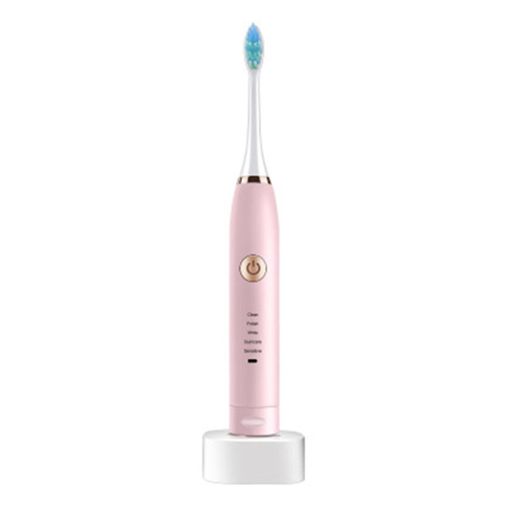 (Pink) Electric Toothbrush Waterproof USB Rechargeable Tooth Brushes 5 Modes Adjustable Whitening Teeth Brush-image-OPC-PGKF529-NEW