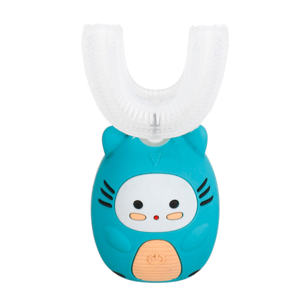 Greenzech (Green, 7-13Y) Child Kids Cartoon Silicone U-Shaped Electric Toothbrush Wireless Rechargeable Waterproof Tooth Cleaner