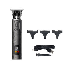 (Smoke Grey) LCD Digital Display Electric Hair Clipper USB Charging IPX4 Waterproof Engraving Hair Clipper Vintage Electric Cordless Hair Razor Beard Trimmer