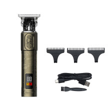 (Bronze) LCD Digital Display Electric Hair Clipper USB Charging IPX4 Waterproof Engraving Hair Clipper Vintage Electric Cordless Hair Razor Beard Trimmer