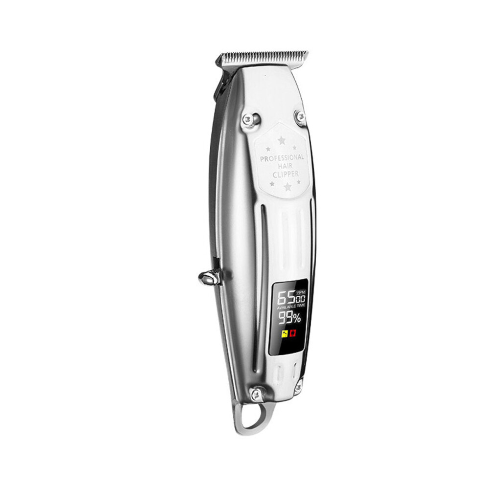 (Silver) LCD Professional Hair Clippers Trimmer USB Touch Switch Hair Cutting Machine Barber W/ 4pcs Limit Combs