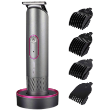 (Grey) Cordless Electric Hair Clipper USB Rechargeable Hair Trimmer Haircut Machine W/ 4pcs Limit Combs T Type